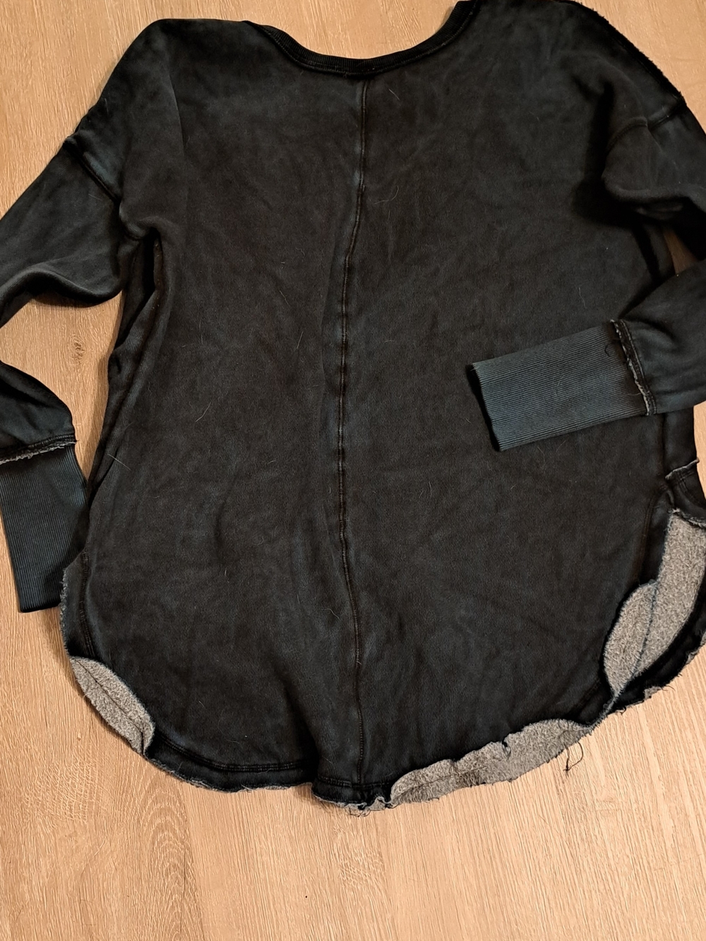 Free People Blue Raw-Edged Sweatshirt
